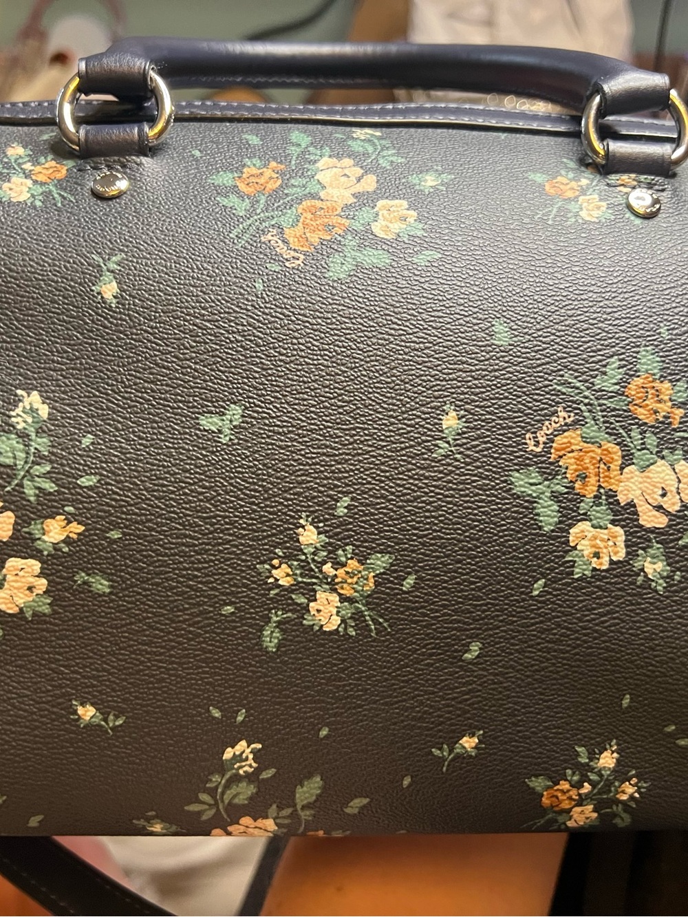 Coach Rowan Satchel Med w Rose Bouquet Print in Midnight Multi (Retail $350) - Picture 2 of 9